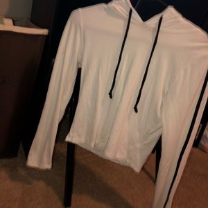 Long sleeve white shirt with black on sleeves